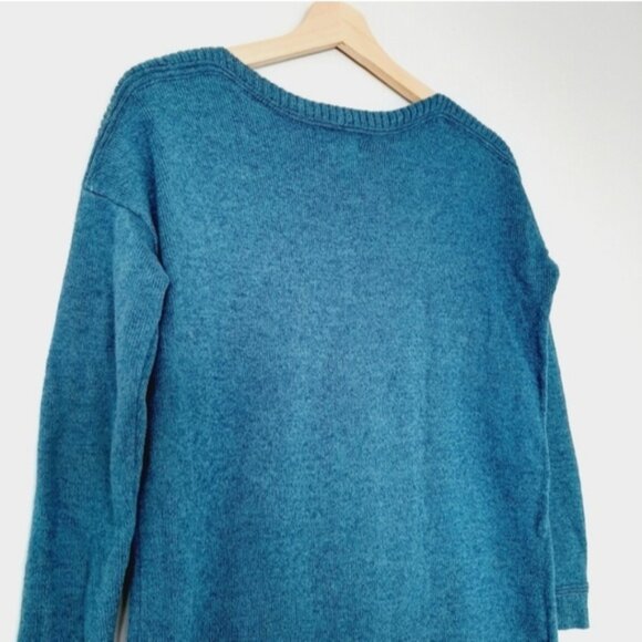 OLD NAVY Marled Sweater Knit Top High Low Hem 3/4 Sleeve Blue Sz S - Picture 12 of 13